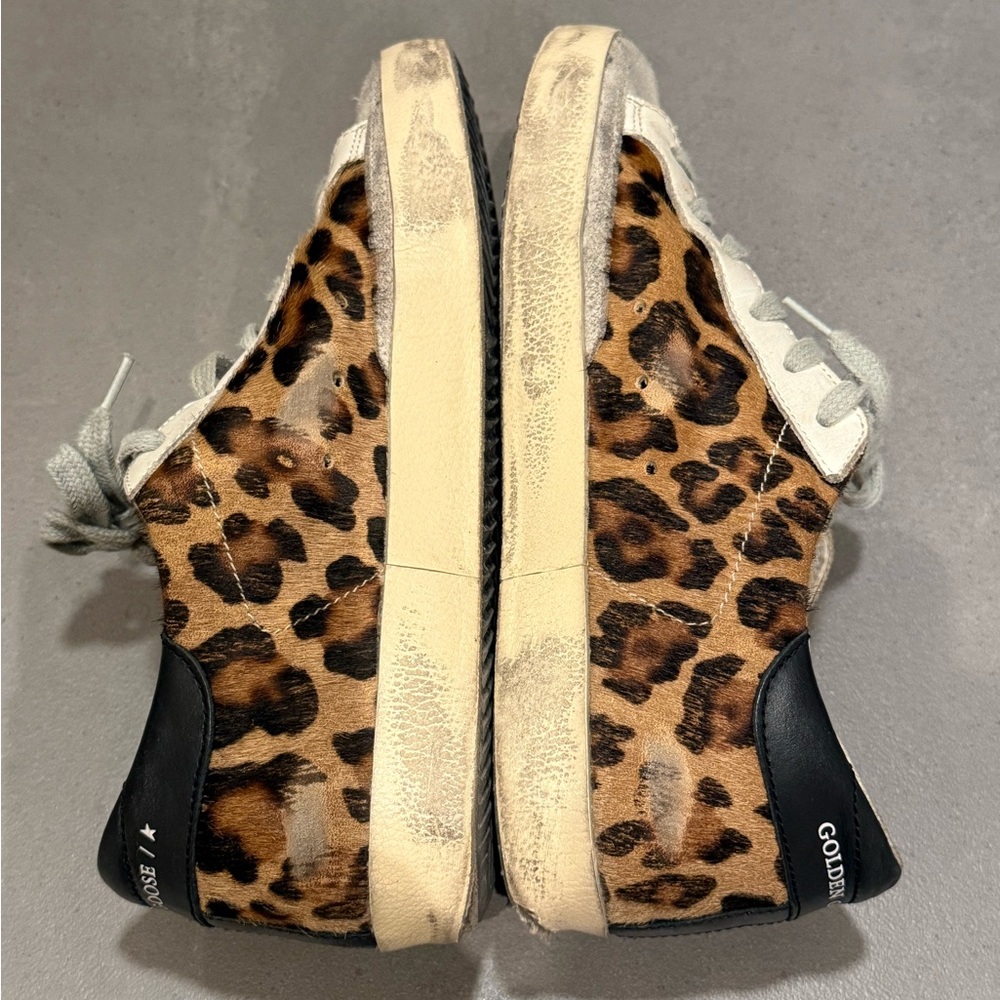 Golden Goose Leopard Print Low-Top Sneakers with Red Glitter Star - Picture 7 of 11